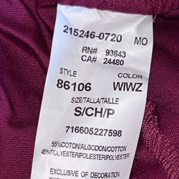 NWT Dickies EDS Signature Cargo Scrub Pants {86106} Size Small Wine - Picture 8 of 9